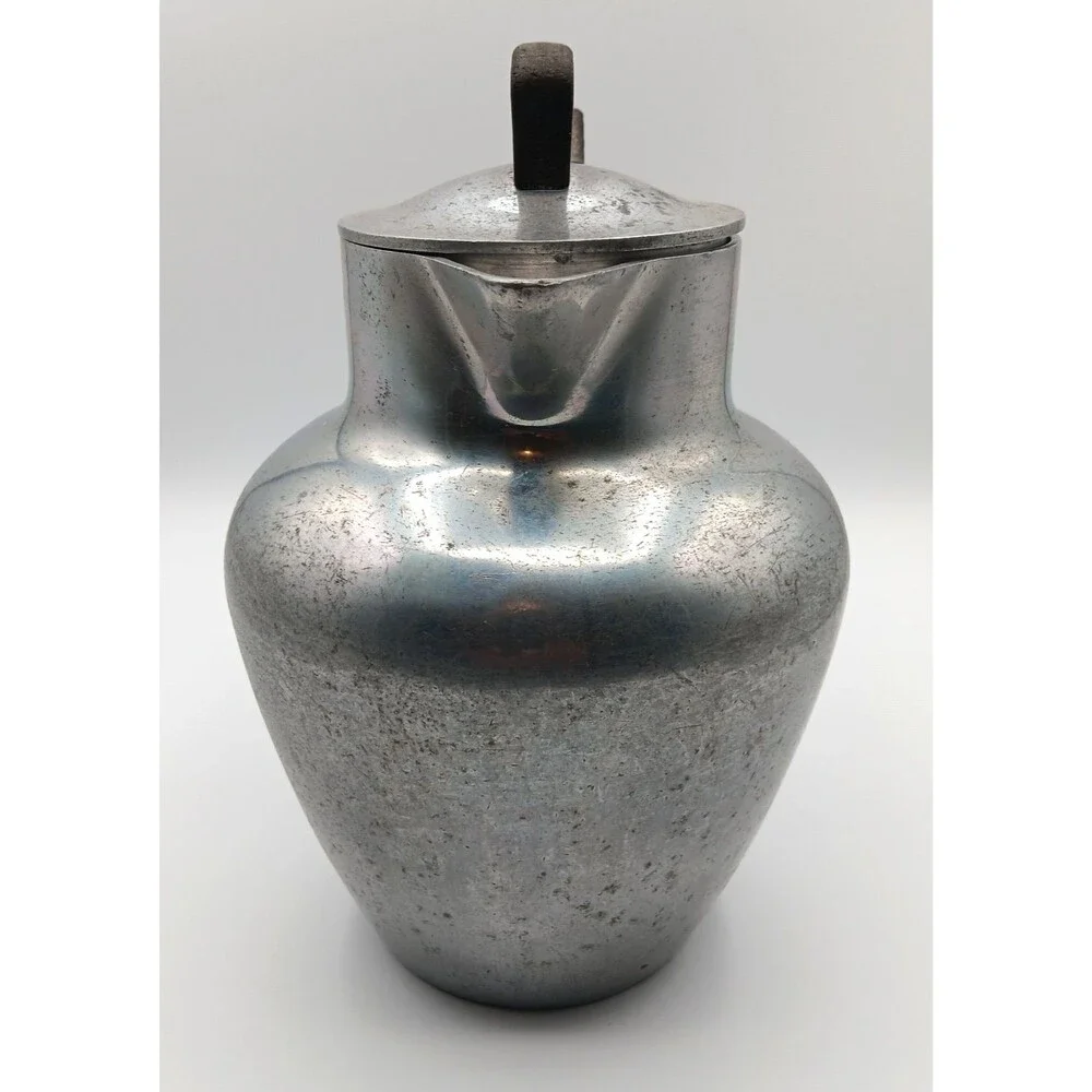 Vtg Aluminum Tea/Coffee Pot Diffuser Mid Century Kitchen Farmhouse Rustic Decor
